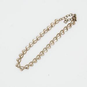 Vintage 8" Silver Toned Heart Chain Bracelet with 2" Extender